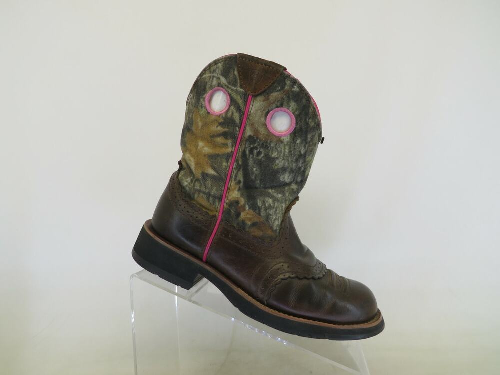 Ariat Fatbaby Camo Brown Leather Buckaroo Stockman Cowboy Boots Women Size 7 B